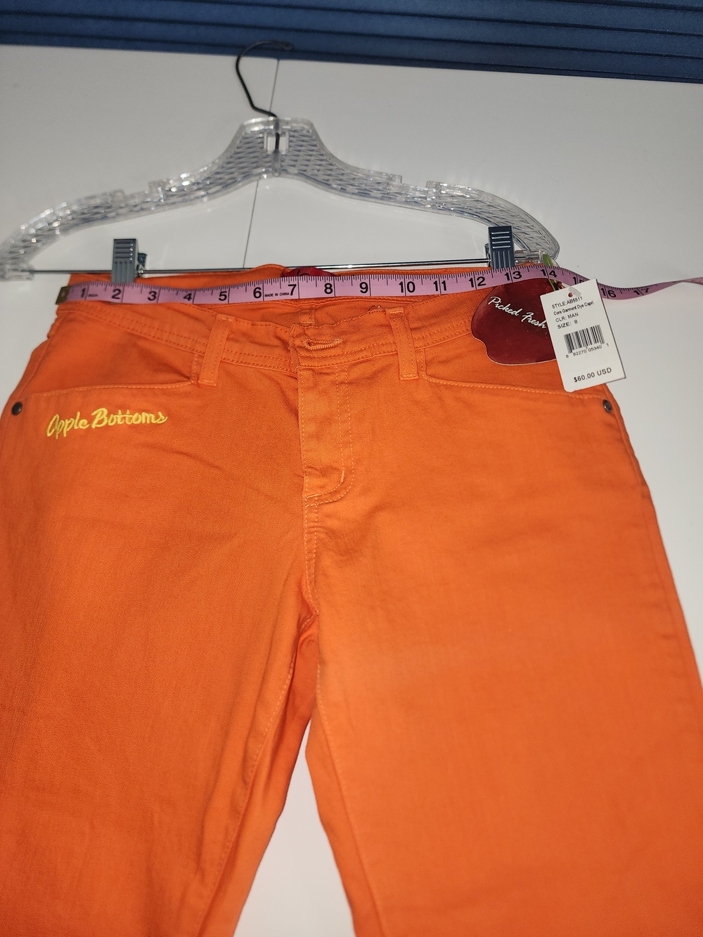 Apple Bottoms Orange Capri with Script Logo Size 8 Y2K Festive Vib - Picture 4 of 8